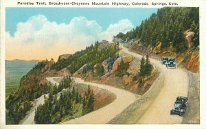 Autos Paradise Trail Broadmoor Cheyenne Hwy Colorado 1920s Postcard Puffer 9847