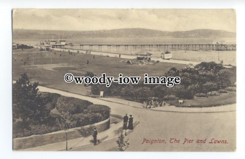 tq1429 - Early View of the Pier from the Seafront Lawns, in Paignton - postcard 