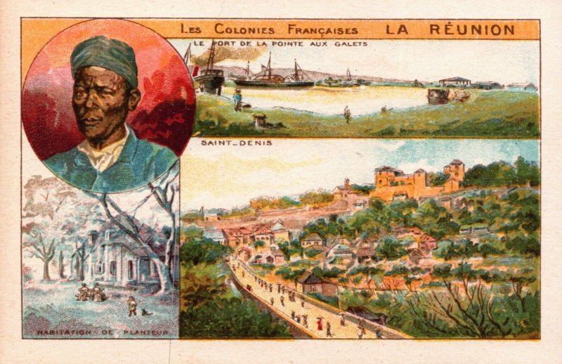 Victorian Trade Card Les Colonies Françaises La Réunion Africa L1