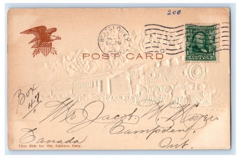 1906 The 20th Century Limited Locomotive Train Airbrushed Embossed Postcard
