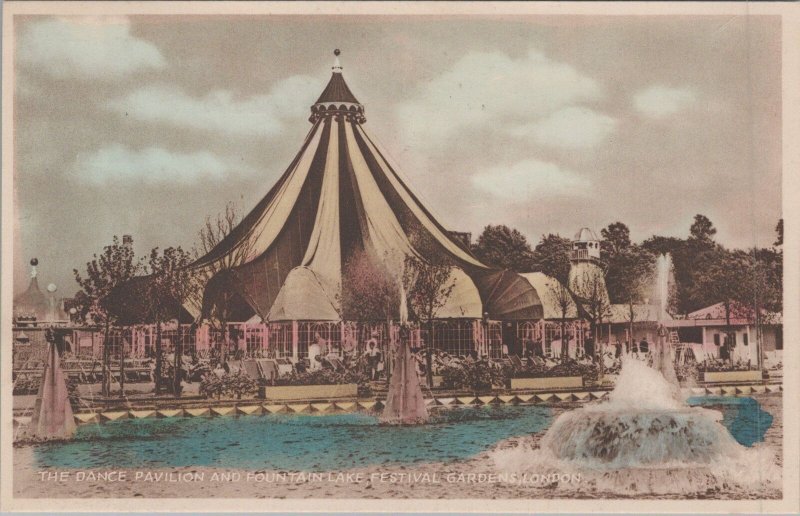 London Postcard - Festival Gardens, The Dance Pavilion & Fountain Lake RS32370