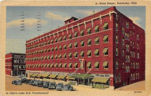 Sandusky Ohio 1951 Postcard Hotel Rieger Cars Parked