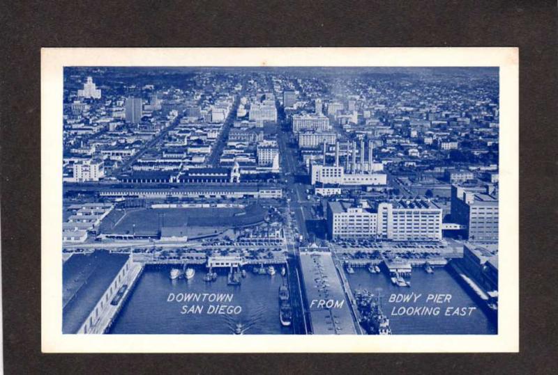 CA Downtown San Diego Broadway Pier California Postcard