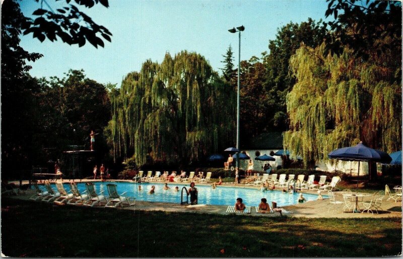 Williamsburg Inn Swimming Pool Virginia VA Weeping Willows VTG Postcard UNP 