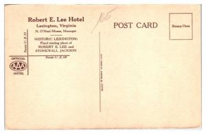 Robert E. Lee Hotel, Lexington, VA Postcard