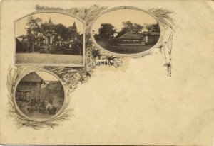 indonesia, LOMBOK, TJAKRA-NEGARA, Village with Temple, Sasak (1899) Litho