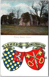 Priory Ruins Lewes Medieval Cluniac Priory Sussex England Postcard