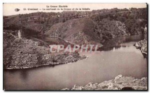 Old Postcard Crozant The confluence of the Creuse and Sedelle