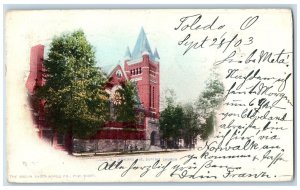 1903 Baptist Church Entrance View People Ashland Avenue Toledo Ohio OH Postcard