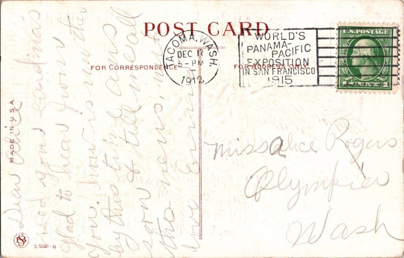 Vintage Postcard A Happy Christmas Holly Branch KO9