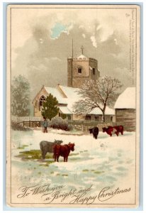 1904 Christmas Winter Scene Ox Church Purling New York NY DPO Tuck's Postcard
