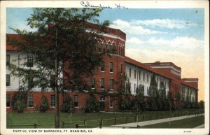 Fort Benning Georgia GA Barracks Partial View Vintage Postcard