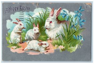 1911 Happy Easter Bunny Rabbit Flowers Tuck's Baltimore Maryland MD Postcard