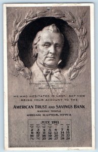 Cedar Rapids Iowa IA Postcard American Trust Savings Bank James Buchanan 1911