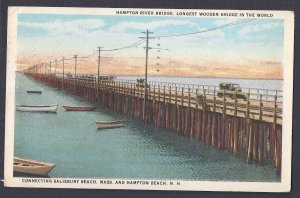 1924 HAMPTON RIVER BRIDGE LONGEST WOODEN BRIDGE IN THE WORLD, HAMPTON BEACH NH