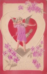 Valentine's Day Red Heart and Cupid Shooting Arrow