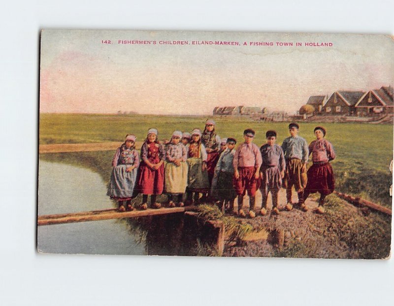 Postcard Fishermens Children A Fishing Town In Holland Eiland Marken Netherlands