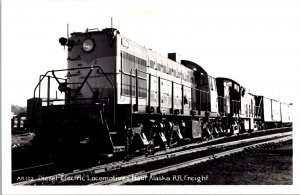 RPPC Diesel Electric Locomotives Haul Alaska Freight AK Real Photo Postcard