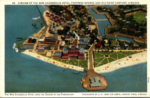 Virginia Aerial VIew Of New Chamberlin Hotel Fortress Monroe and Old Point Co...