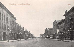 Albert Lea Minnesota Broadway Street Scene Antique Postcard K105524