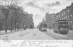 Madison Avenue Streetcars Mt Morris Park New York 1907 postcard