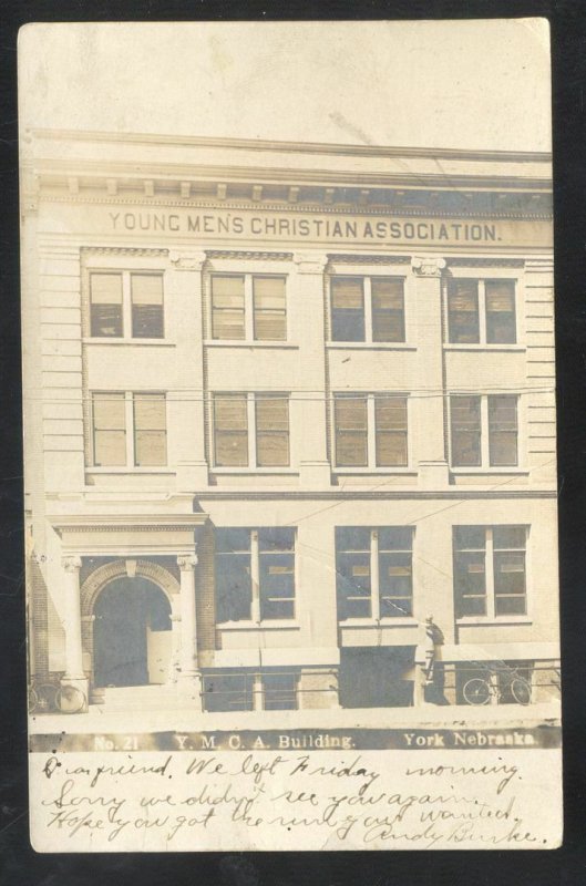 RPPC YORK NEBRASKA YMCA BUILDING 1907 OMAHA NEBR. REAL PHOTO POSTCARD