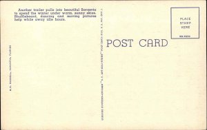 Sarasota Florida FL Trailer Park Rec Center Airstream Trailers Linen Postcard 