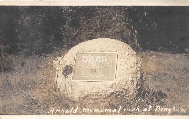 B51/ Bingham Maine Me RPPC Real Photo Postcard c1910 Arnold Memorial Rock