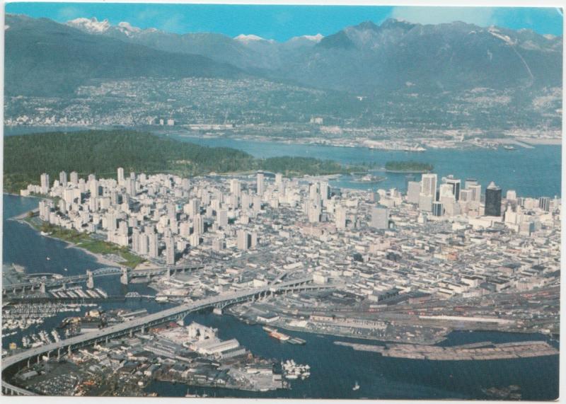 VANCOUVER, B.C. Canada, aerial view of Downtown Vancouver, unused Postcard