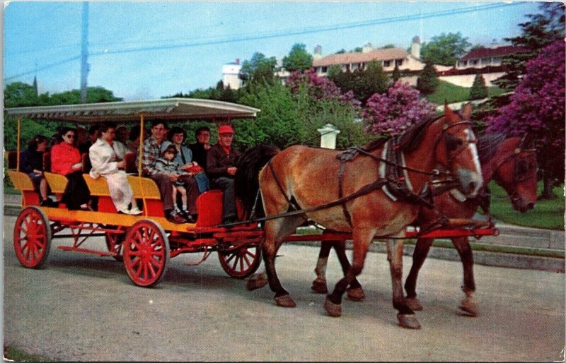 Lilac Time Mackinac Island Michigan MI Horse Carriage Postcard UNP VTG Unused 