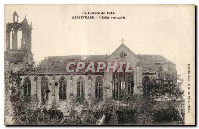 Old Postcard Gerbeviller War of The Church Army bombed