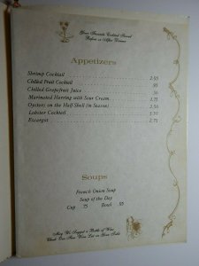 Vintage 60s Ed's Steak House Restaurant Menu Bedford Pennsylvania