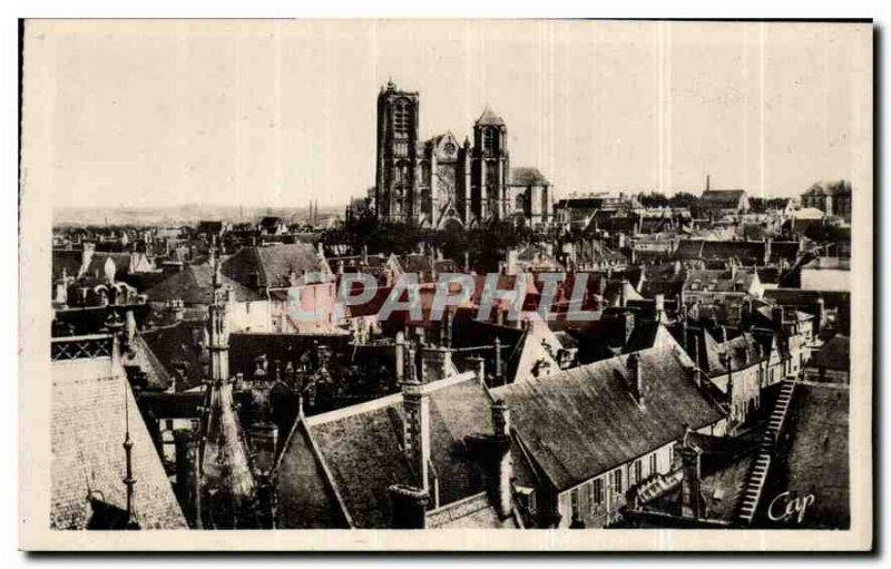 Old Postcard Bourges General view from the Palais Jacques Coeur