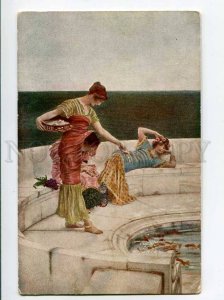 3037905 Ladies w/ GOLD FISHES By ALMA-TADEMA vintage RUSSIAN PC