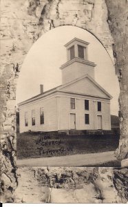 RPPC Plymouth VT, Union Church, Birch Bark Border, Vermont Real Photo 1920's