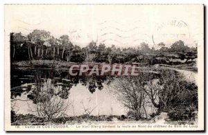 Postcard Old Camp Coetquidan L'Etang Viell routr bordering the north of the B...