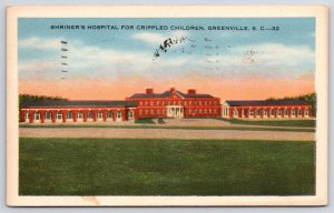 1939 Shriners Hospital For Crippled Children Greenville South Carolina Postcard