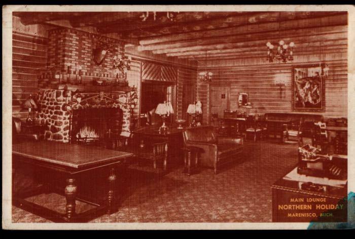 Marinesco MI Northern Holiday Main Lodge Sepia Postcard B02