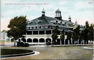 Condits Dance Hall Revere Beach MA Horse Buggy Early Car c1909 Postcard H38