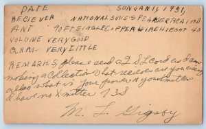 1931 Ham Radio R S W S B J M L Grigsby Granger Iowa IA Postal Card