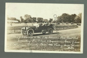 Missouri Valley IOWA RPPC 1915 GOVERNOR CLARK Brass Era Auto COUNTY FAIR Crowd