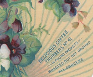 1880's H K & F B Thurber & Co Die Cut Flowers Ribbon Victorian Trade Card