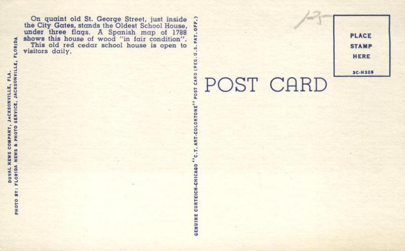 St Augustine FL, Florida - Oldest School House - Linen