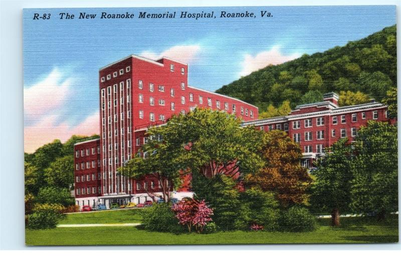 *New Roanoke Memorial Hospital Roanoke West Virginia VA Vintage Postcard C10