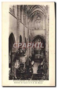 Old Postcard Villenfrache Beaujolais (Rhone) Interior of the Church of N D Marsh