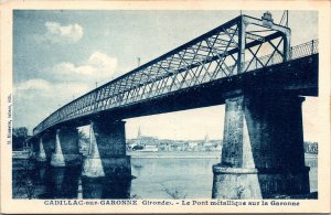 Cadillac Garonne Bridge WB Postcard VTG UNP WOB Bordeaux Cours Victor-Hugo 