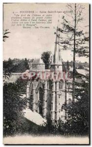 Old Postcard Fougeres Saint Sulpice Church at the foot of Castle and masses b...