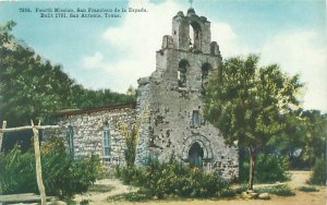 San Antonio Texas Fourth Mission San Francisco de la Espada Litho Postcard