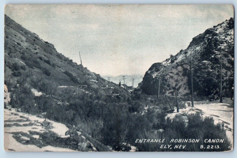 Ely Nevada NV Postcard Entrance Robinson Canon Winter Scene Guyen Court DE 1910