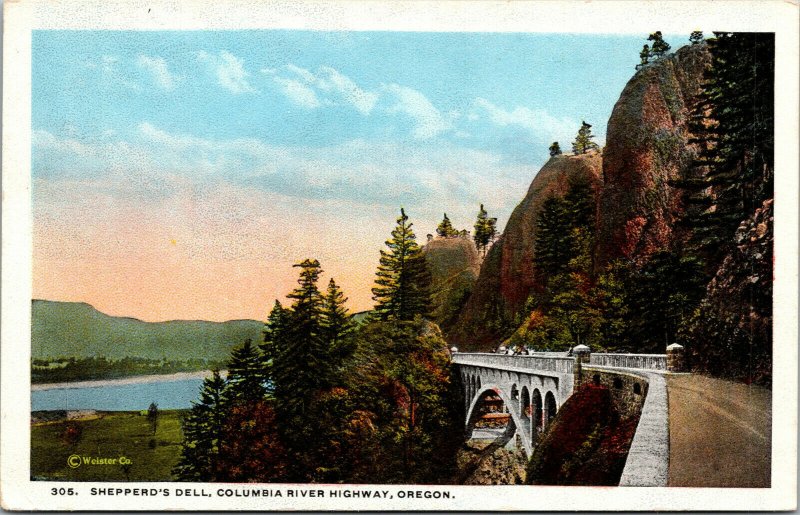 Vtg 1920s Shepperds Dell Columbia River Highway Oregon OR Postcard